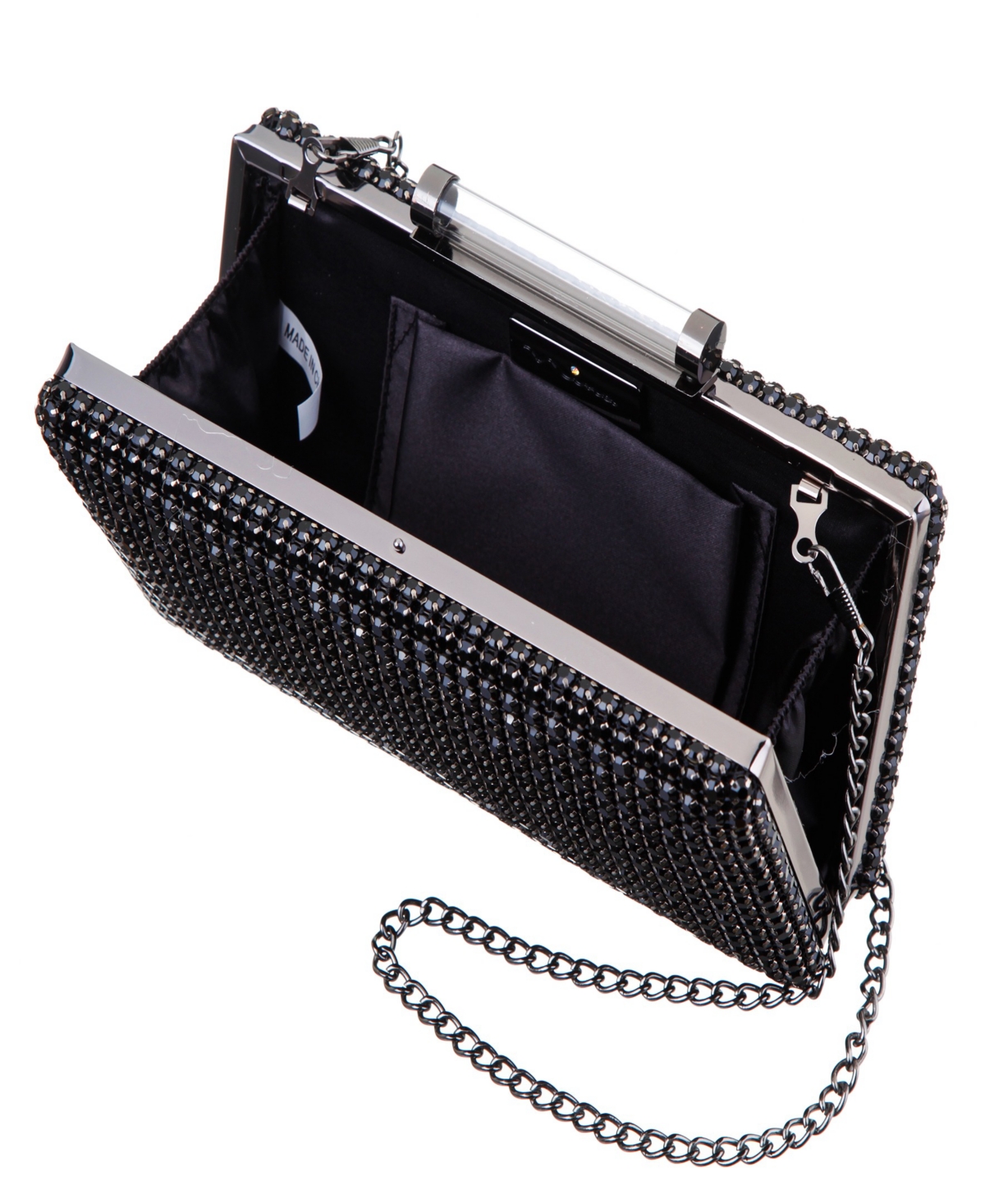Nina Mini Crystal Encrusted Minaudiere Lift Lock Clutch