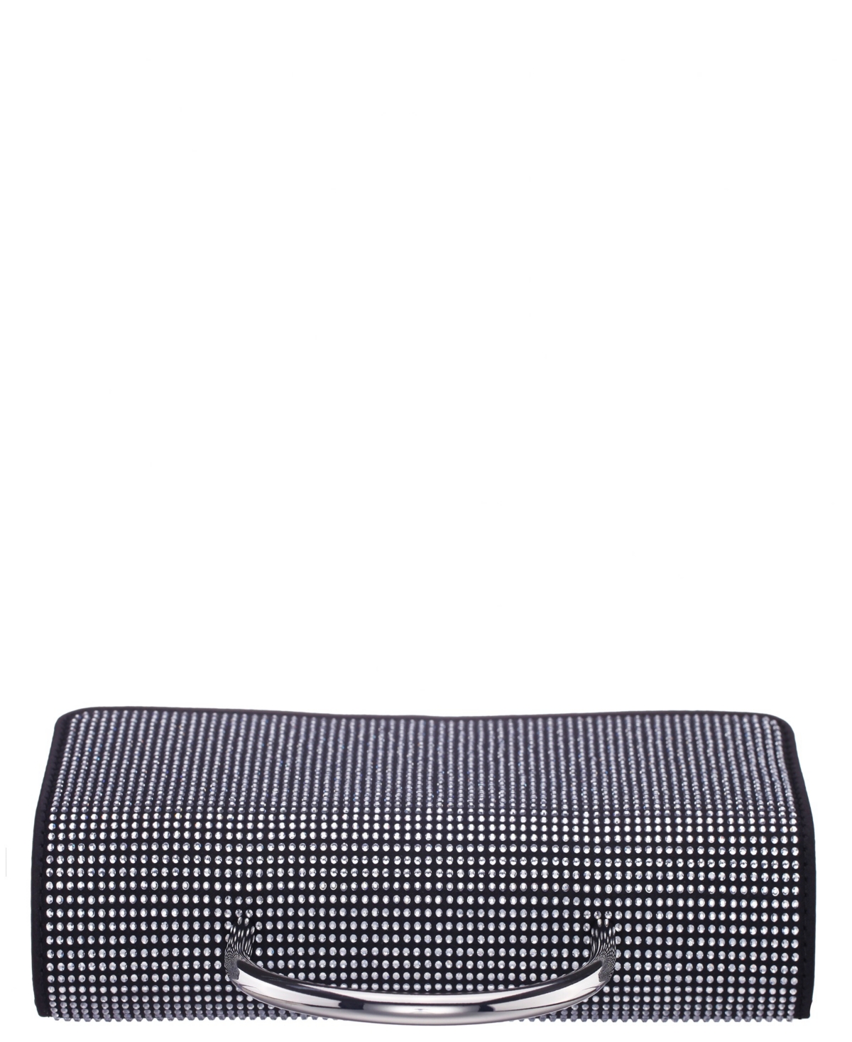 Nina Elongated Crystal Magnetic Snap Satchel Bag In Black