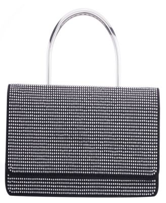 Elongated Crystal Magnetic Snap Satchel Bag