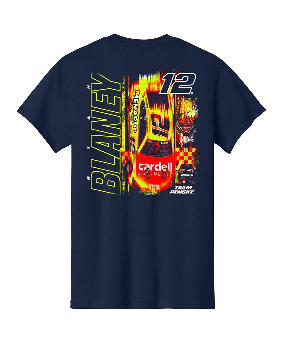 Team Penske Men's Navy Ryan Blaney Menards Car T-shirt In Blue