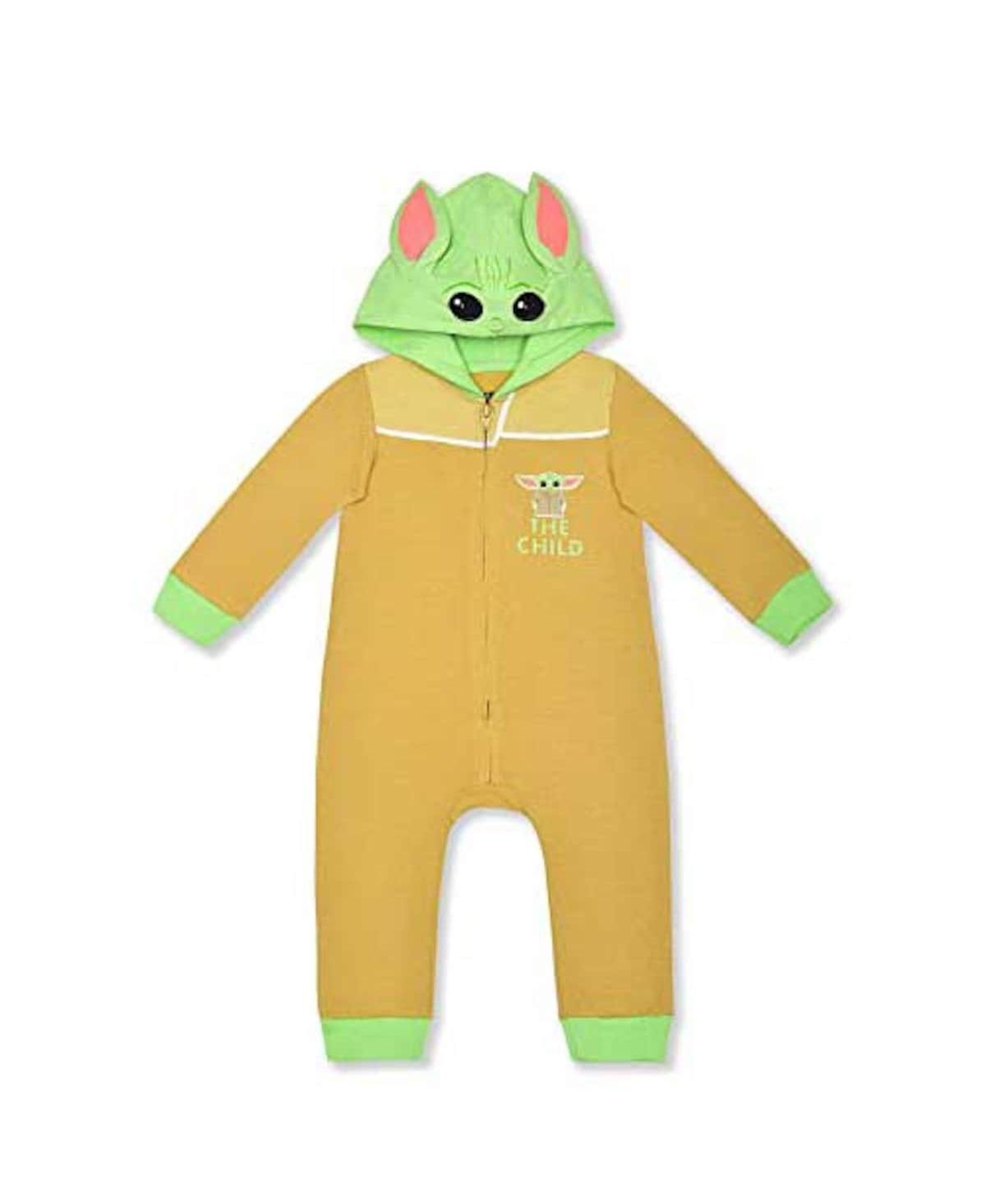Children's Apparel Network Newborn Grogu Green The Mandalorian The Child Hoodie Full-zip Long Sleeve Jumper In Yellow