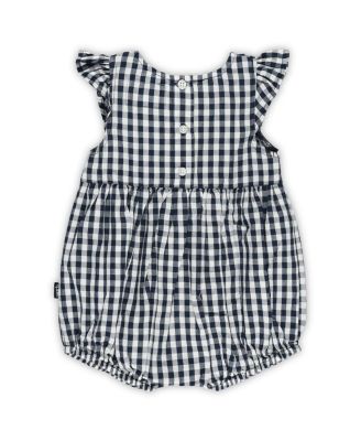 Girl's Baby Boys and Girls Navy Notre Dame Fighting Irish Cara Gingham Ruffled Bodysuit