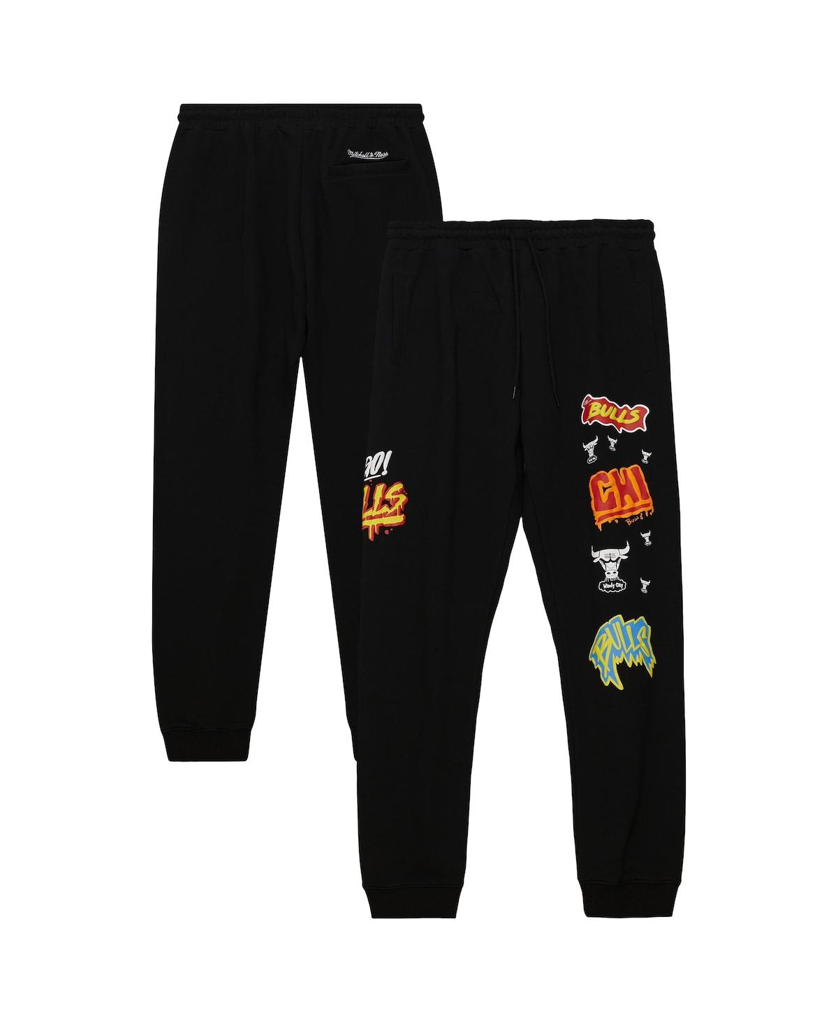 Mitchell & Ness Men's Black Chicago Bulls Slap Sticker Sweatpants In Black