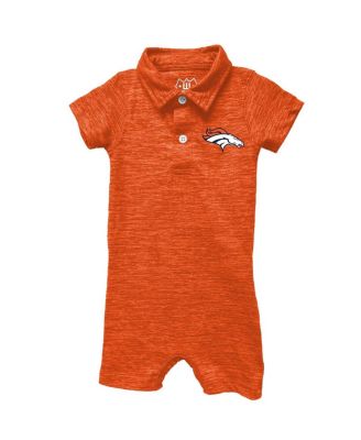 Wes & Willy - Baby Boys and Girls Orange Denver Broncos Short Leg Cloudy Yarn Polo Bodysuit