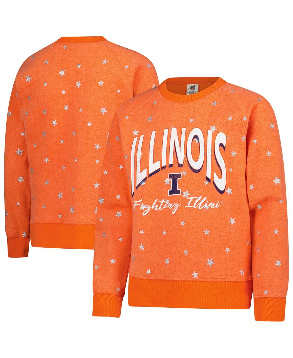 Wes & Willy Big Girls Orange Illinois Fighting Illini Shimmer Star Reverse Sweatshirt In Orange