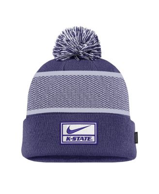 Big Boys and Girls Purple Kansas State Wildcats 2024 Sideline Peak Cuffed Pom with Knit Hat