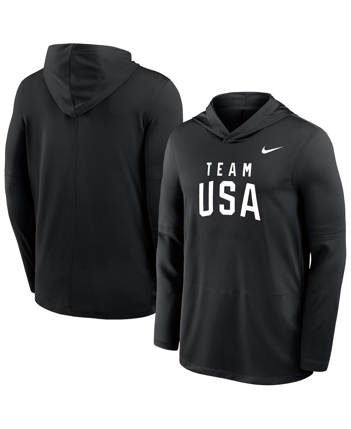 Nike Men's Black Lightweight Dri-fit Long Sleeve Hoodie T-shirt In Black