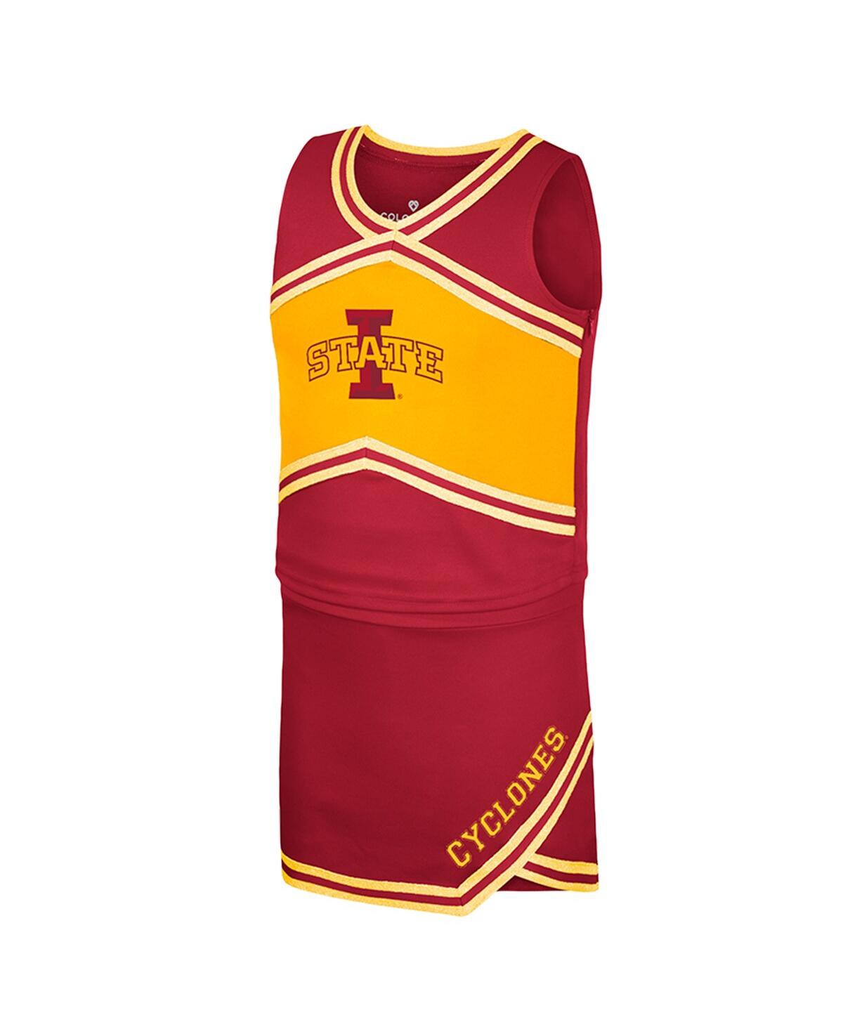 Colosseum Big Girls 2-piece Cardinal Iowa State Cyclones Cheerleader Top And Skirt Set In Brown