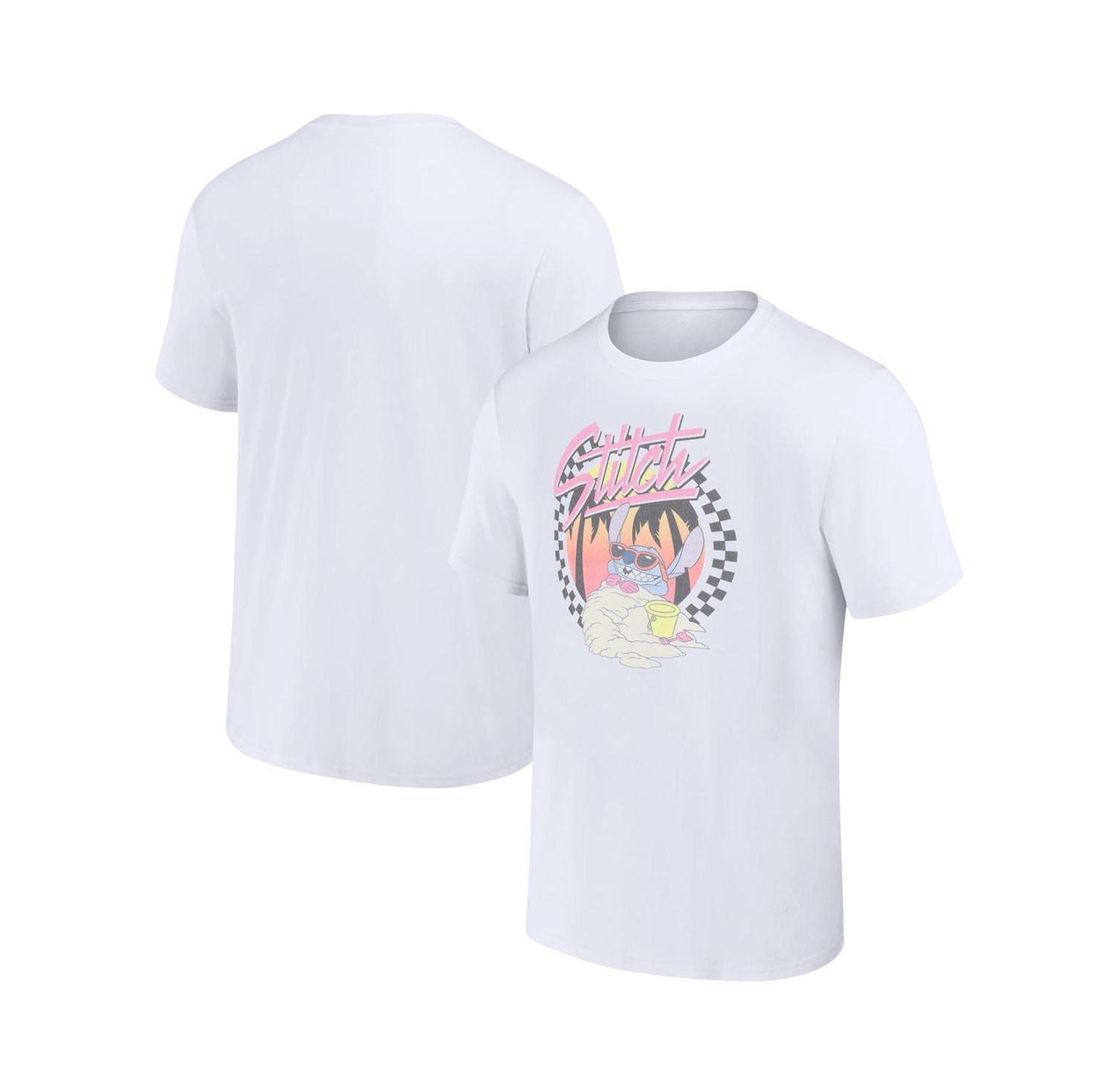 Men's and Women's White Lilo and Stitch Sunset T-Shirt