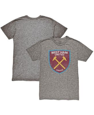 1863FC - Men's Heather Gray West Ham United Color Crest Twisted Tri-Blend Slub T-Shirt