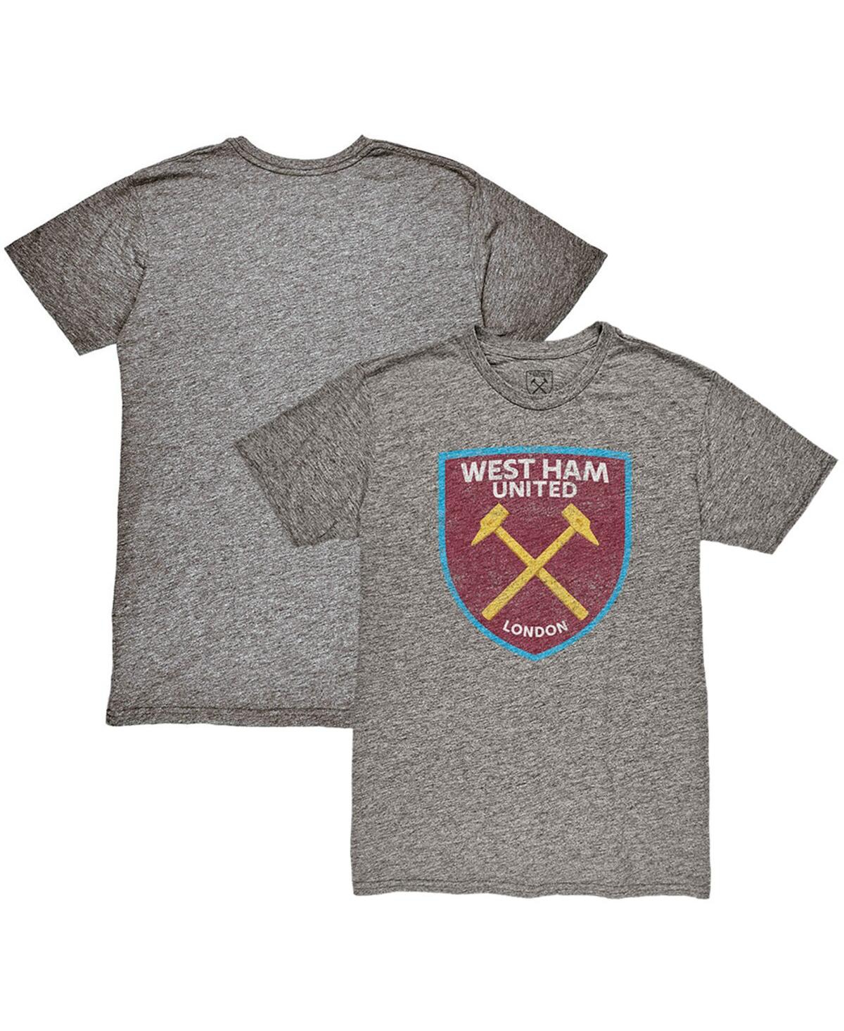 1863fc Men's Heather Gray West Ham United Color Crest Twisted Tri-blend Slub T-shirt In Gray