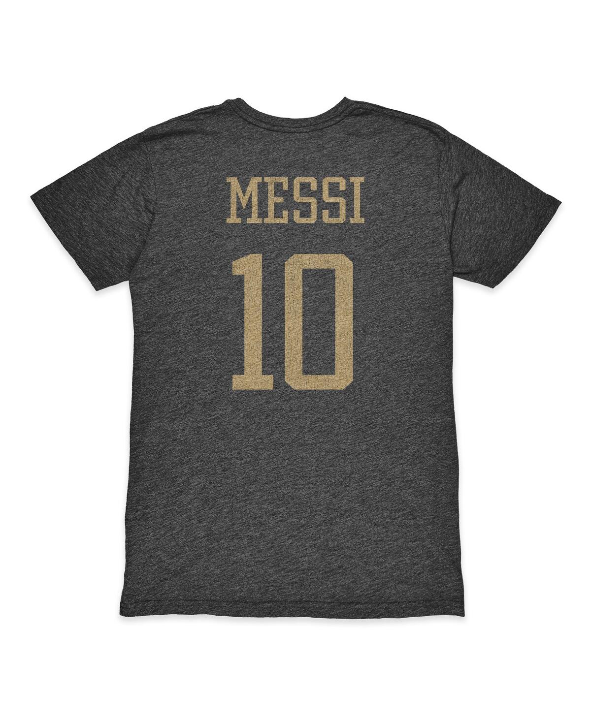 1863fc Men's Lionel Messi Heather Black Argentina National Team Player Retro Tri-blend T-shirt In Black