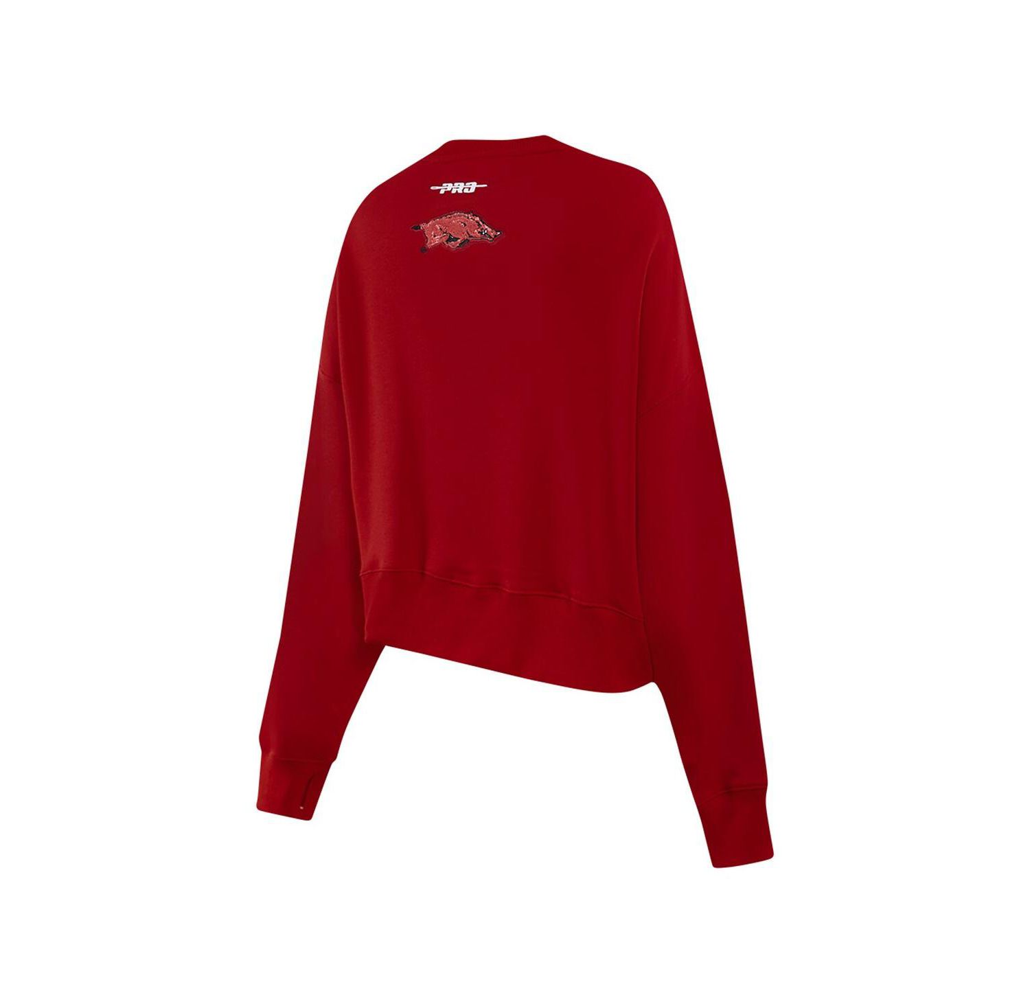 Women's Cardinal Arkansas Razorbacks Sequin Boxy Cropped Pullover Sweatshirt