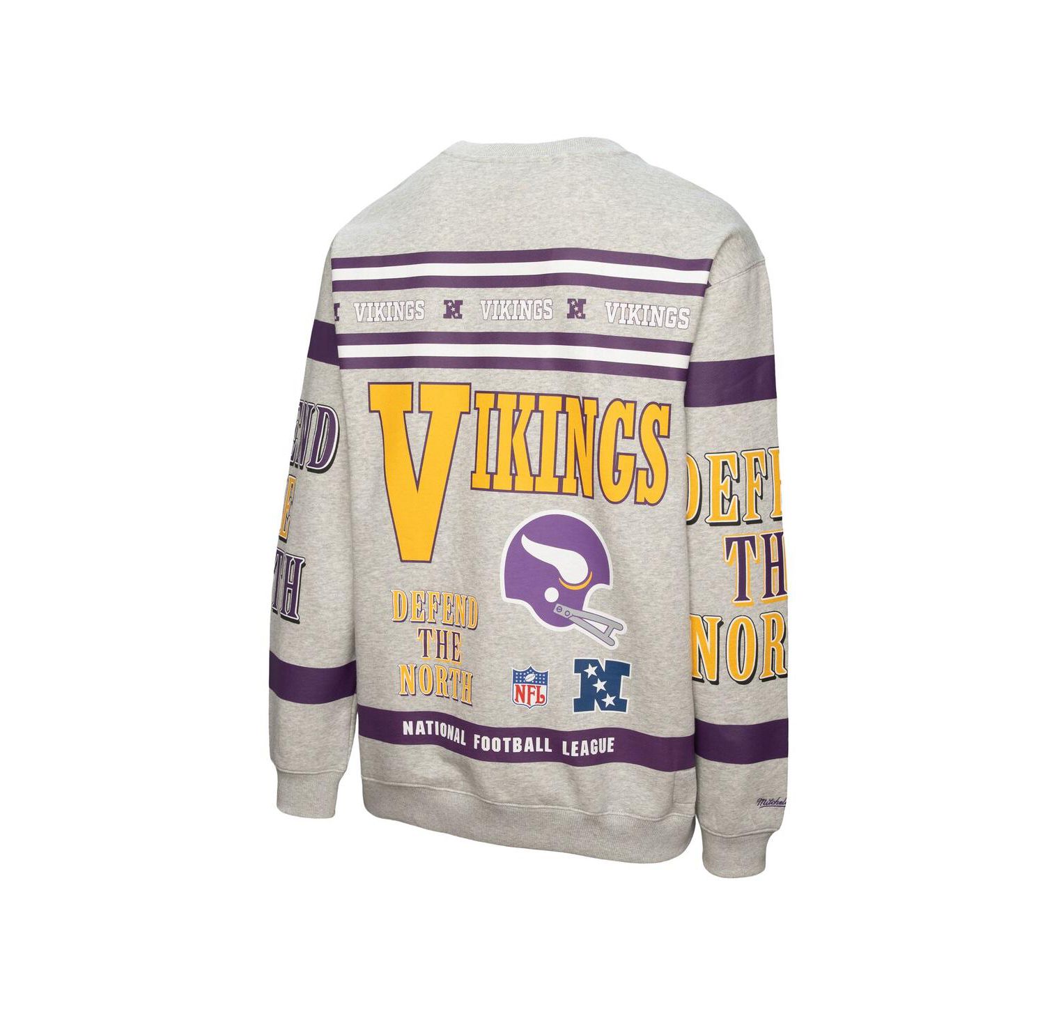 Men's Heather Gray Minnesota Vikings All Over Print Fleece Crewneck Sweatshirt