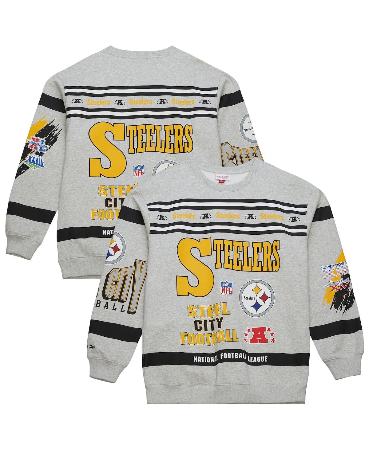 Мужская флисовая толстовка с круглым вырезом и принтом Pittsburgh Steelers серого цвета из вереска