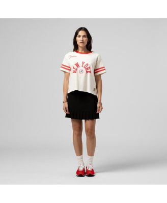 Women's Cream New York Yankees Cooperstown Collection Cropped Yoke T-Shirt