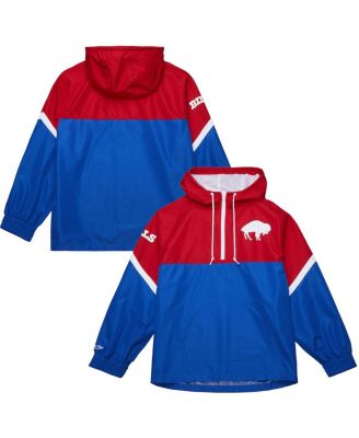 Mitchell & Ness - Men's Red/Royal Buffalo Bills Tie Breaker Logo Lightweight Anorak Half-Zip Windbreaker