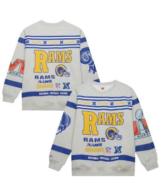 Mitchell & Ness - Men's Heather Gray Los Angeles Rams All Over Print Fleece Crewneck Sweatshirt