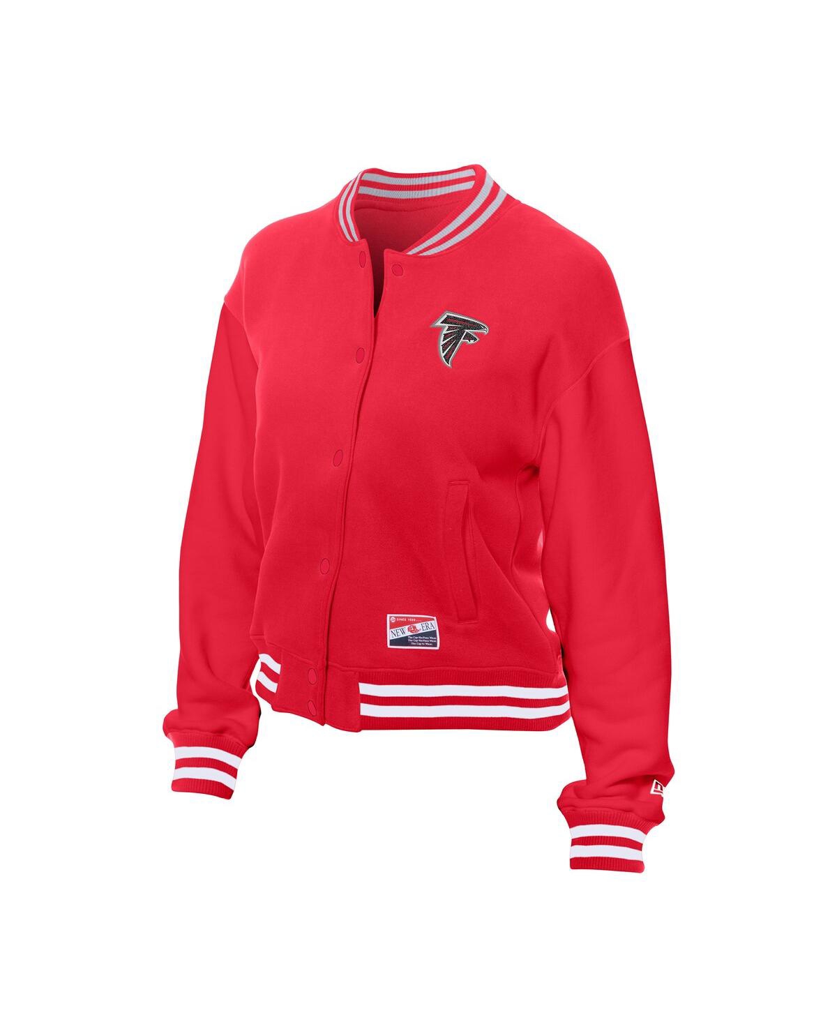 New Era Women's Red Atlanta Falcons Throwback Fleece Full-snap Jacket In Animal Print