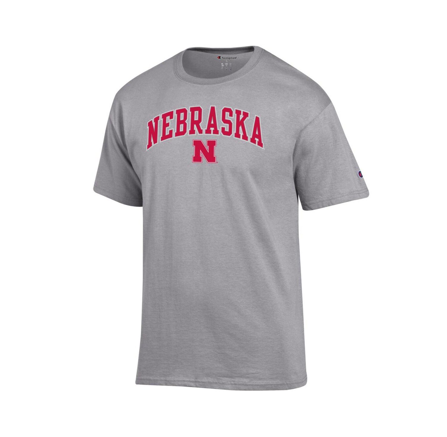 Men's Heather Gray Nebraska Huskers Arch Over Logo T-Shirt