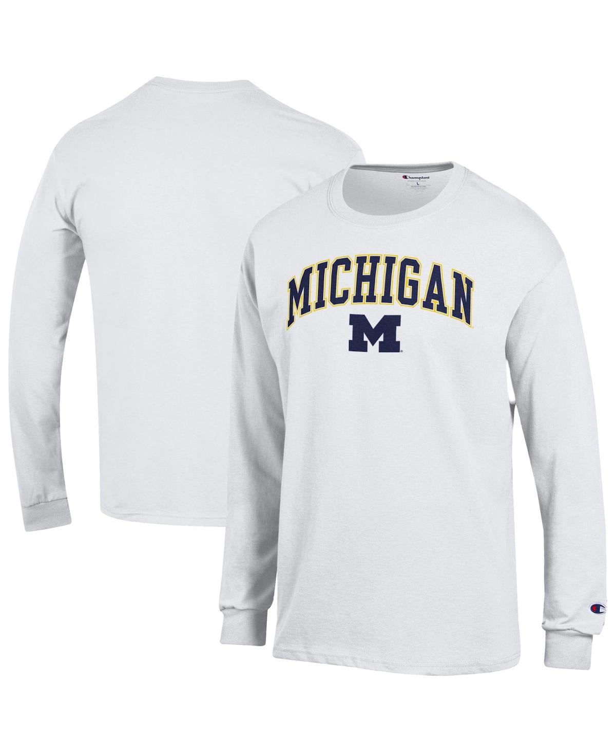 Champion Men's Maize Michigan Wolverines Arch Over Logo Long Sleeve T-Shirt - White