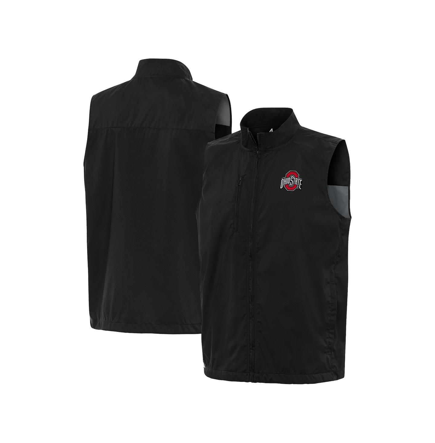 Мужской жилет Antigua Black Ohio State Buckeyes Brisk Full-Zip Vest — фото 1