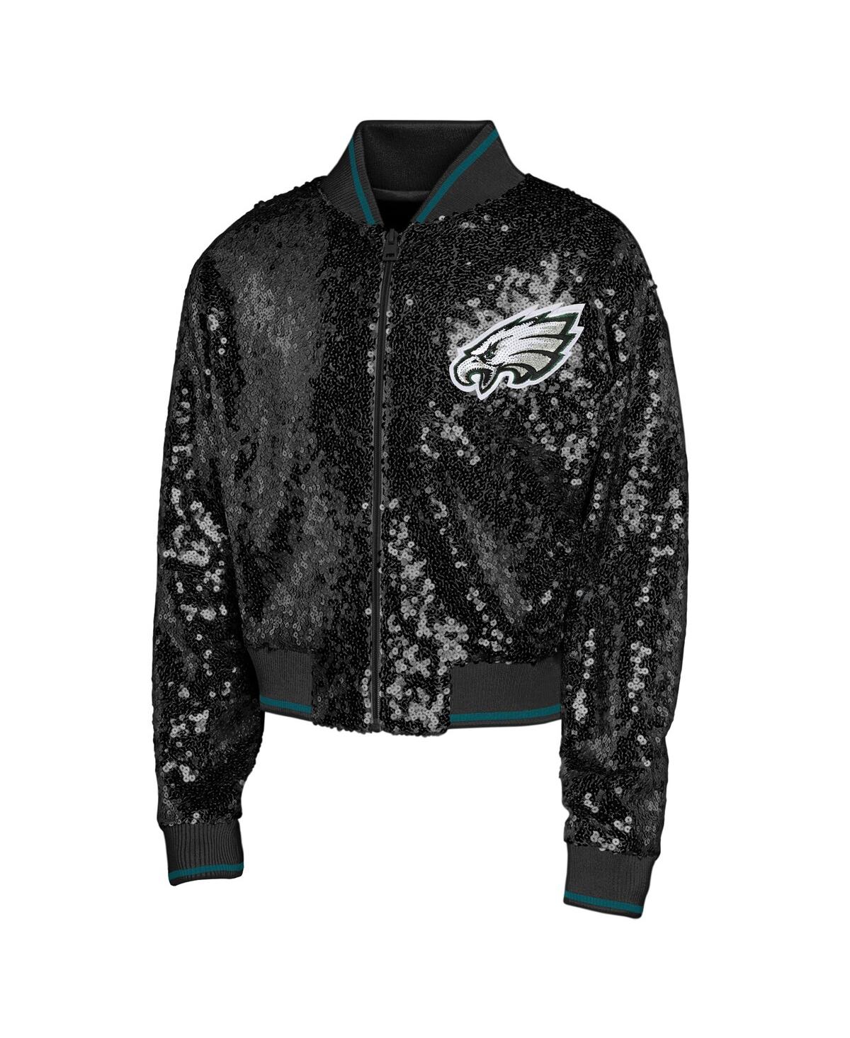 Outerstuff Big Boys And Girls Black Philadelphia Eagles Glam Squad Sequin Jacket In Black