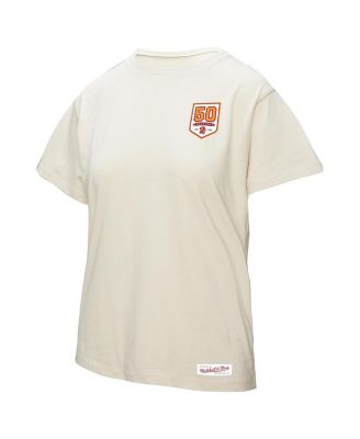 Women's Cream Tampa Bay Buccaneers 50th Season Pirate Oversized Boyfriend T-Shirt