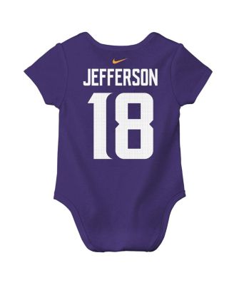 Baby Boys and Girls Justin Jefferson Purple Minnesota Vikings Player Name Number Bodysuit