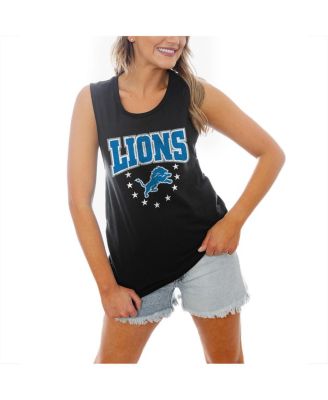 Gameday Couture - Women's Black Detroit Lions Baby You're A Star Racerback Scoop Neck Tapered Tank Top