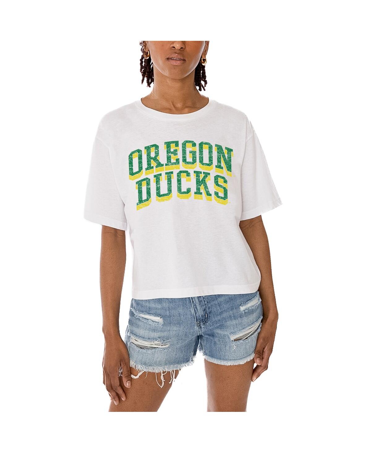 Gameday Couture Women's White Oregon Ducks Claim To Fame Boxy Cropped T-shirt In White