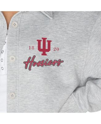 Women's Ash Indiana Hoosiers Foundation Full-Button Long Sleeve Overshirt