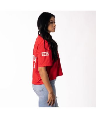 Women's Red Tampa Bay Buccaneers Alternate V-Neck Fashion Jersey T-Shirt