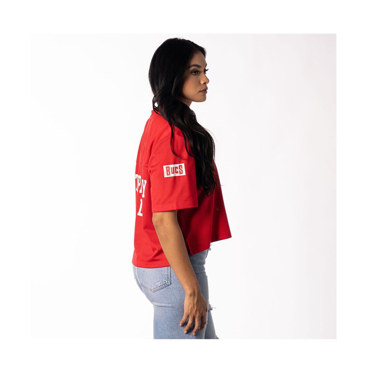 Женская футболка The Wild Collective Red Tampa Bay Buccaneers Alternate V-Neck Fashion Jersey — фото 3
