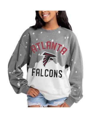 Gameday Couture - Women's Gray Atlanta Falcons Oversized Coin Toss Faded French Terry Tri-Blend Pullover Sweatshirt