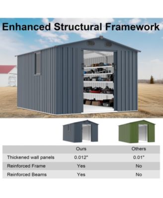 8x10 Metal Outdoor Storage Shed - Dark Grey