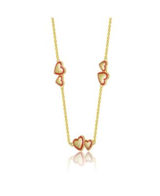 14K Gold Plated with Red Enamel Heart Necklace