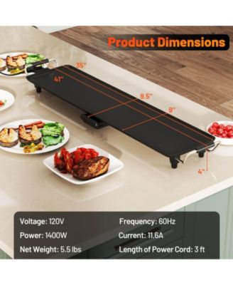 35" Extra Large Electric Griddle with 4-Level Thermostat Control and Removable Drip Tray