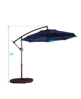 10ft Patio Umbrella, Outdoor Offset Cantilever Umbrella, Infinite Tilt, Crank and Cross Base, Navy