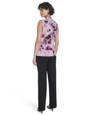 Women's Sleeveless Printed V-Neck Top