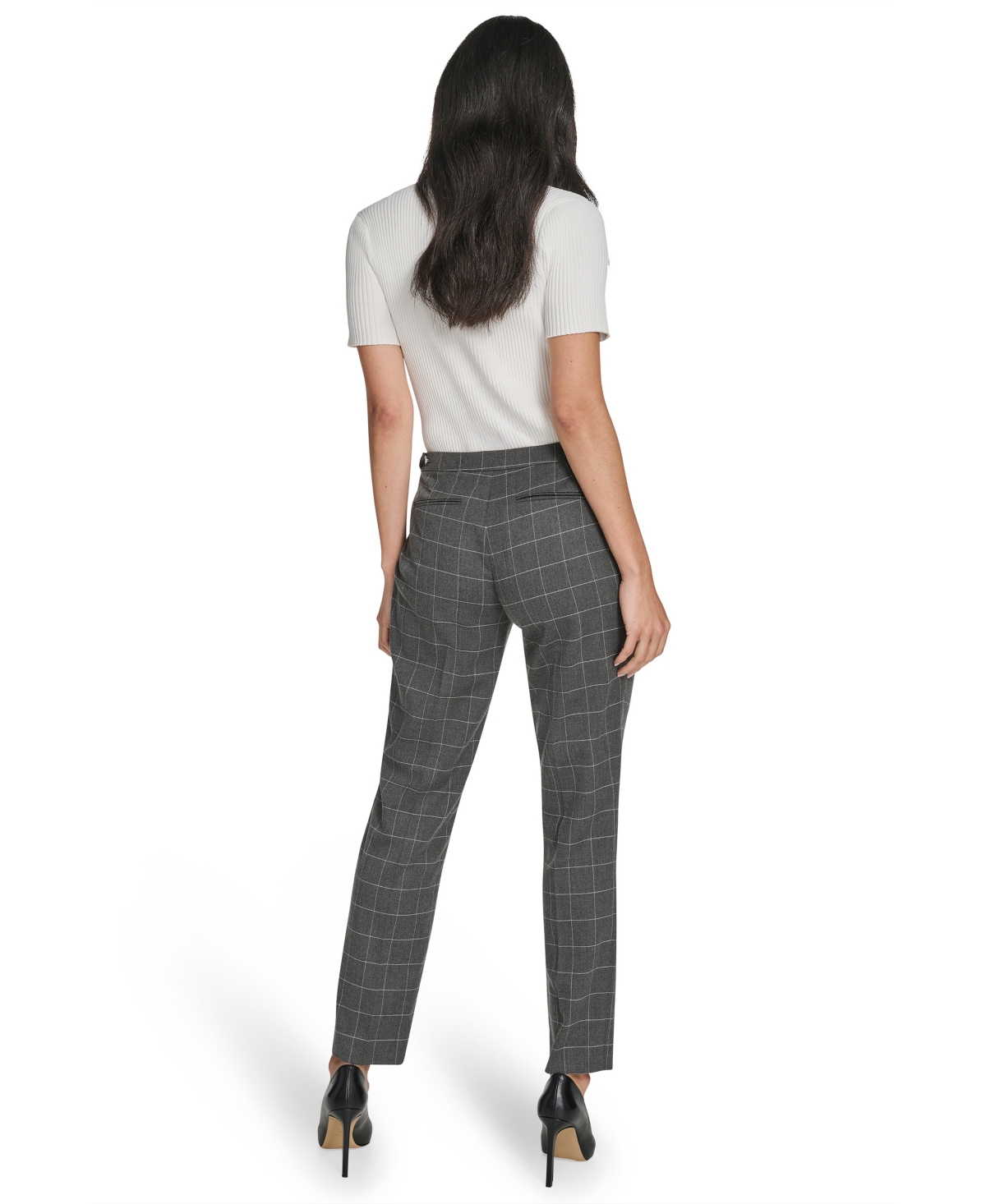 Calvin Klein Women's Windowpane Highline Pants In Gray