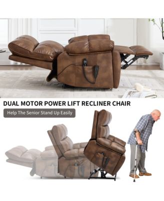 Massage Dual Motor Infinite Position Recliners Electric Lift Chair with Cup Holders and Power-Remote