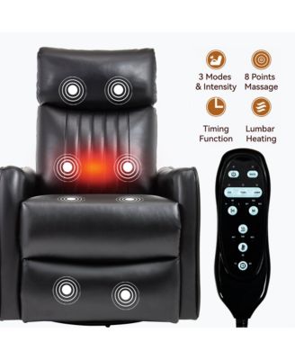 Heat Massage Manual Recliner Chair with Rocker and Swivel in Fabric for Living Room