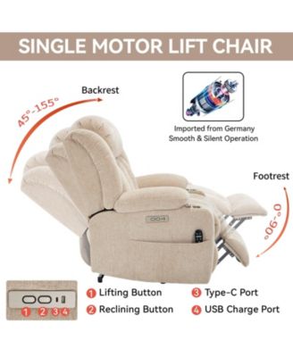 Power Lift Chair Recliner with 8-Point Vibration Massage and Lumbar Heating