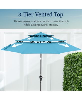 10ft 3-Tier Patio Umbrella, Market Sun Shade w/ Tilt Adjustment, Easy Crank