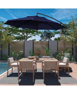 11 ft. Iron Outdoor Cantilever Patio Umbrella 360° Rotation Patio Offset Umbrella