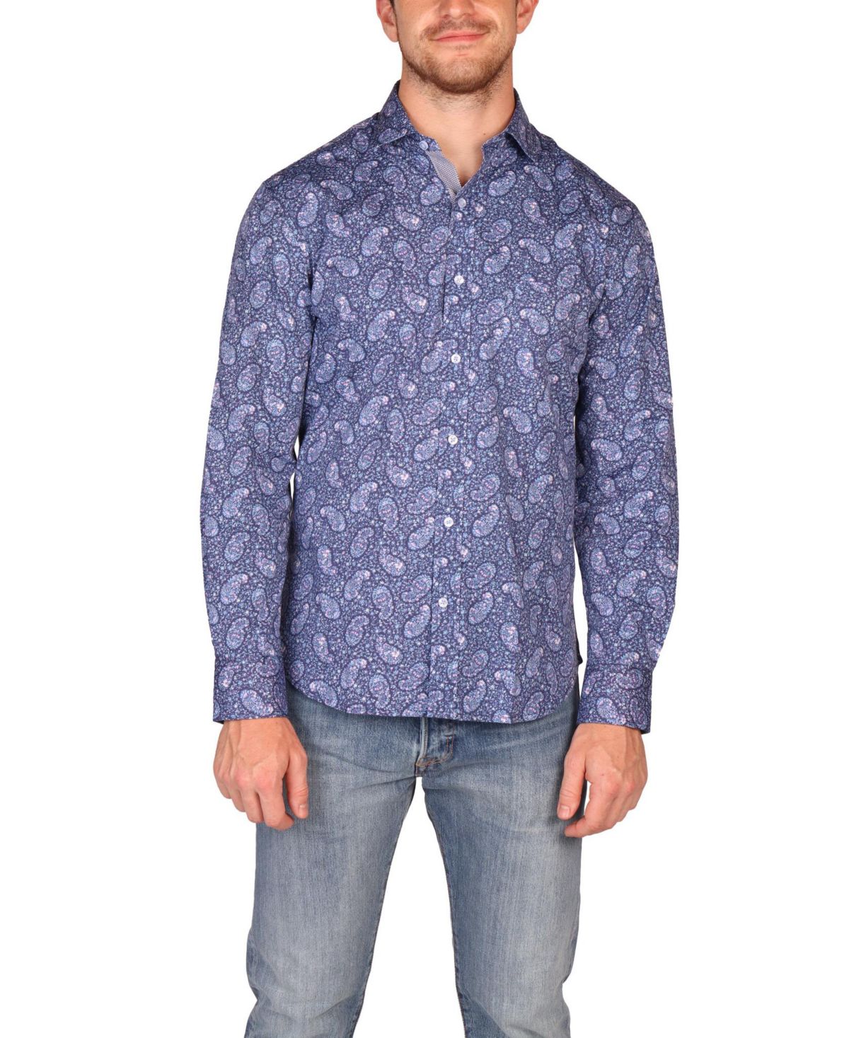 Мужская рубашка с длинным рукавом в цветочек и Пейсли