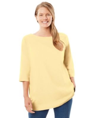Plus Size Perfect Three-Quarter Sleeve Boatneck Tee