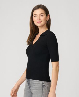 Women's Ribbed Polo Half Sleeve Sweater