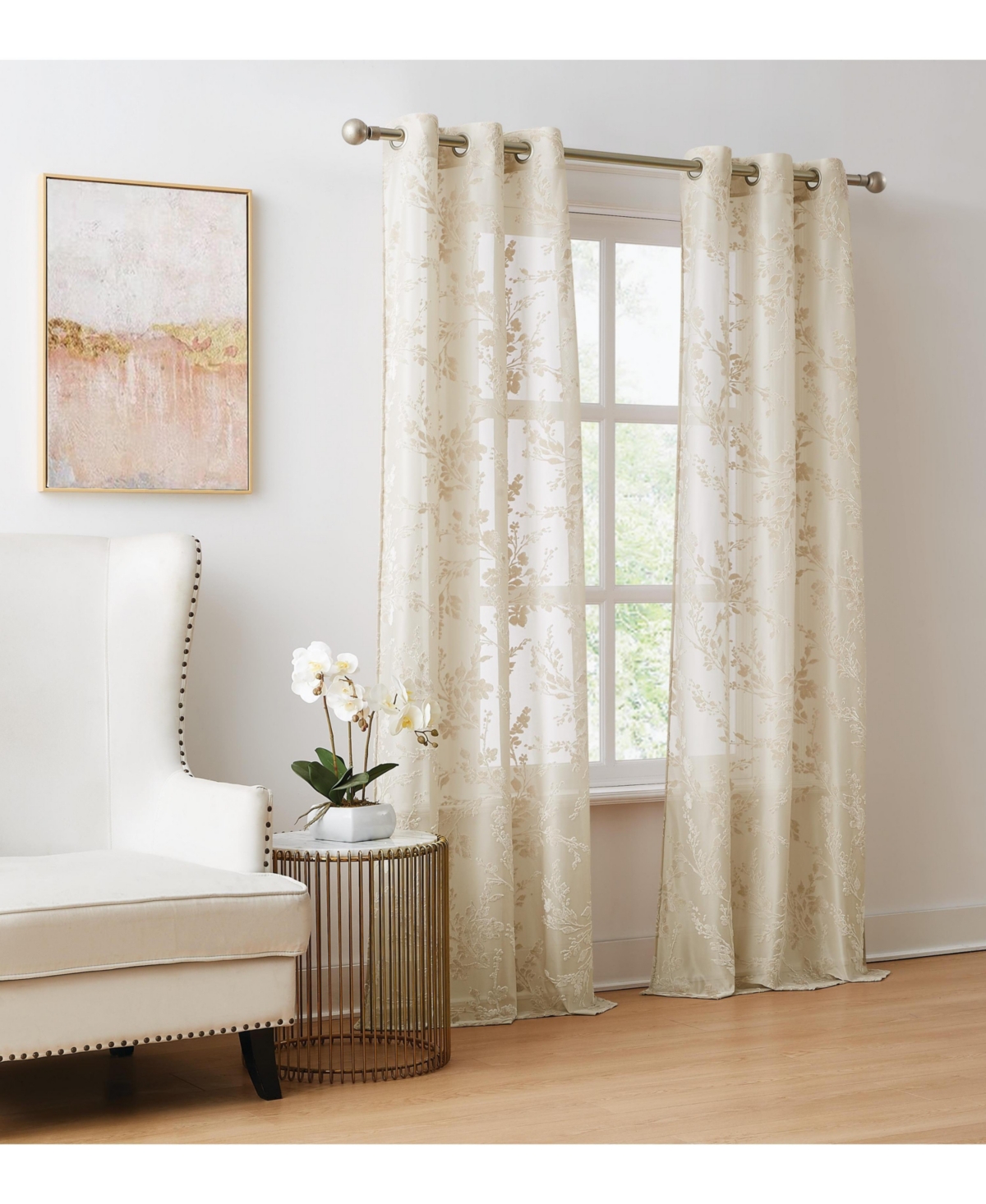 5th Avenue Lux Lark Burn Out Grommet Window Curtain Panel Pair 2 Piece Window Curtain